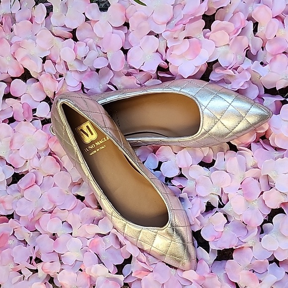 Bruno Magli Bianca Ballet Flats Quilted Leather in Metallic Gold - Picture 6 of 7